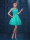 Fabulous Knee Length A-line Sleeveless Turquoise Wedding Party Dress Zipper