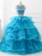 Colorful Baby Blue Two Pieces Beading and Ruffles Quinceanera Dress Backless Tulle Sleeveless