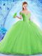 Organza Off The Shoulder Sleeveless Brush Train Lace Up Beading Quinceanera Gown in