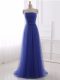 Tulle Strapless Sleeveless Zipper Beading and Belt Prom Dress in Blue