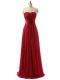 Floor Length Lace Up Bridesmaids Dress Wine Red for Prom and Party and Wedding Party with Ruching