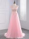 Sleeveless Appliques Side Zipper Hoco Dress with Baby Pink Brush Train