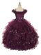 Floor Length Burgundy Girls Pageant Dresses Organza Sleeveless Ruffles and Ruffled Layers