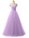 Artistic Floor Length Lavender Homecoming Dress Online Off The Shoulder Sleeveless Lace Up