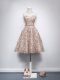 Hot Sale Champagne A-line Belt Homecoming Party Dress Zipper Organza Sleeveless Knee Length