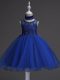 Perfect Sleeveless Zipper Knee Length Beading and Lace Flower Girl Dresses for Less