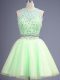 Beading Bridesmaid Dresses Yellow Green Lace Up Sleeveless Knee Length