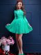 Custom Fit Turquoise Court Dresses for Sweet 16 Prom and Party with Beading and Lace and Appliques Scalloped 3 4 Length Sleeve Lace Up
