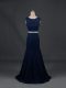 Colorful Floor Length Navy Blue Mother of the Bride Dress Scoop Sleeveless Backless