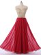 Pretty Red Evening Dress Prom and Party and Military Ball with Beading Scoop Sleeveless Zipper