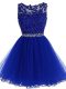 Sleeveless Zipper Mini Length Beading and Lace and Appliques and Ruffles Dress for Prom