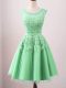 Green Lace Up Scoop Lace Quinceanera Dama Dress Tulle Sleeveless