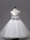 White Sleeveless Sequins and Bowknot Tea Length Toddler Flower Girl Dress
