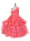 Fancy Floor Length Ball Gowns Sleeveless Watermelon Red Teens Party Dress Lace Up
