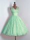 Glorious Lace Bridesmaid Gown Apple Green Lace Up Sleeveless Mini Length