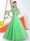 Exceptional Green Bateau Neckline Beading and Lace Quinceanera Court Dresses Sleeveless Backless