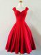 Elegant Red Sleeveless Ruching Mini Length Quinceanera Dama Dress