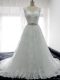 Comfortable White Wedding Gown Straps Sleeveless Brush Train Clasp Handle