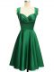 Sexy Green Lace Up Dama Dress for Quinceanera Ruching Sleeveless Knee Length
