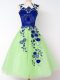 Inexpensive Knee Length Bridesmaid Dresses Tulle Sleeveless Appliques