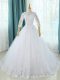 Modern Tulle Half Sleeves Bridal Gown Court Train and Lace and Appliques