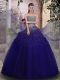 Enchanting Royal Blue Tulle Lace Up Sweet 16 Quinceanera Dress Sleeveless Floor Length Beading