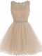 Wonderful Sleeveless Mini Length Beading and Lace and Appliques Zipper Homecoming Dress with Champagne