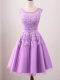 Ideal Lilac Sleeveless Tulle Lace Up Dama Dress for Prom and Party and Wedding Party