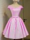 Fitting Taffeta Off The Shoulder Cap Sleeves Lace Up Belt Dama Dress for Quinceanera in Lilac