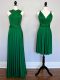 Custom Fit Floor Length Empire Sleeveless Dark Green Quinceanera Dama Dress Lace Up