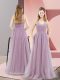 Lilac Halter Top Zipper Ruching Evening Dress Sleeveless