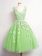 Sleeveless Knee Length Lace Lace Up Dama Dress for Quinceanera with