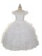Chic Off The Shoulder Sleeveless Toddler Flower Girl Dress Floor Length Ruffles and Ruffled Layers White Organza