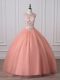 Free and Easy Scoop Sleeveless Tulle Quinceanera Dress Beading Zipper