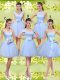 Top Selling Lavender Quinceanera Court of Honor Dress Prom and Party with Lace and Belt V-neck Sleeveless Lace Up