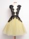Customized Gold Bridesmaid Dress Prom and Party and Wedding Party with Lace Straps Sleeveless Lace Up