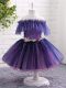 Dynamic Off The Shoulder Short Sleeves Lace Up Flower Girl Dresses for Less Purple Tulle