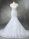 Captivating White Lace Zipper Wedding Dresses Sleeveless Brush Train Beading and Lace and Appliques