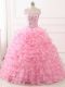 Baby Pink Sweetheart Lace Up Beading and Ruffled Layers Sweet 16 Dresses Sweep Train Sleeveless