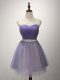 Colorful Beading and Ruching Dama Dress Lavender Lace Up Sleeveless Mini Length