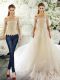Custom Fit White Clasp Handle Wedding Dresses Lace Half Sleeves Court Train