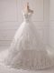 Sweetheart Sleeveless Tulle Wedding Dress Lace and Appliques Brush Train Lace Up