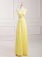 Empire Prom Party Dress Yellow V-neck Chiffon Sleeveless Floor Length Zipper