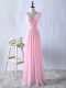 Charming Empire Vestidos de Damas Baby Pink V-neck Chiffon Sleeveless Floor Length Zipper