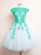 Multi-color Scalloped Neckline Appliques Wedding Party Dress Sleeveless Lace Up