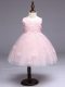 Baby Pink Scoop Neckline Appliques and Bowknot Little Girls Pageant Dress Wholesale Sleeveless Zipper