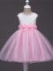 Tulle Sleeveless Knee Length Pageant Gowns For Girls and Lace and Hand Made Flower