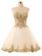 Mini Length Champagne Prom Evening Gown Sweetheart Sleeveless Lace Up