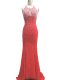 Romantic Red Prom Dresses Halter Top Sleeveless Brush Train Criss Cross