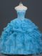 Sophisticated Sleeveless Lace Up Floor Length Beading and Ruffles and Pick Ups 15 Quinceanera Dress